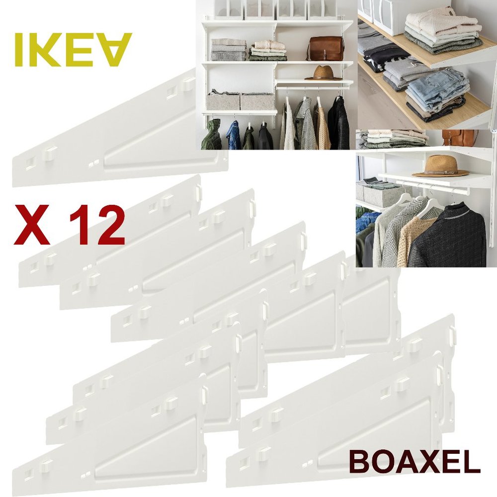 SET OF 12 - Ikea BOAXEL Bracket for Shelf, White 15 3/4 " 604.487.33 - NEW